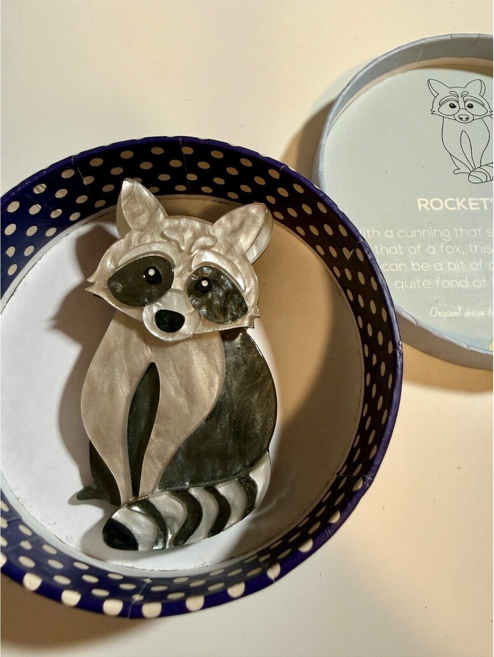 Rocket's Riot Raccoon Brooch - Erstwilder - Woodlands 2020 Animal Pin Original